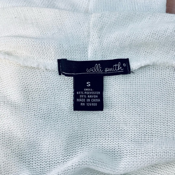 Willi Smith Knit Flowy Open Front Cardigan Womens Small White - Picture 7 of 8
